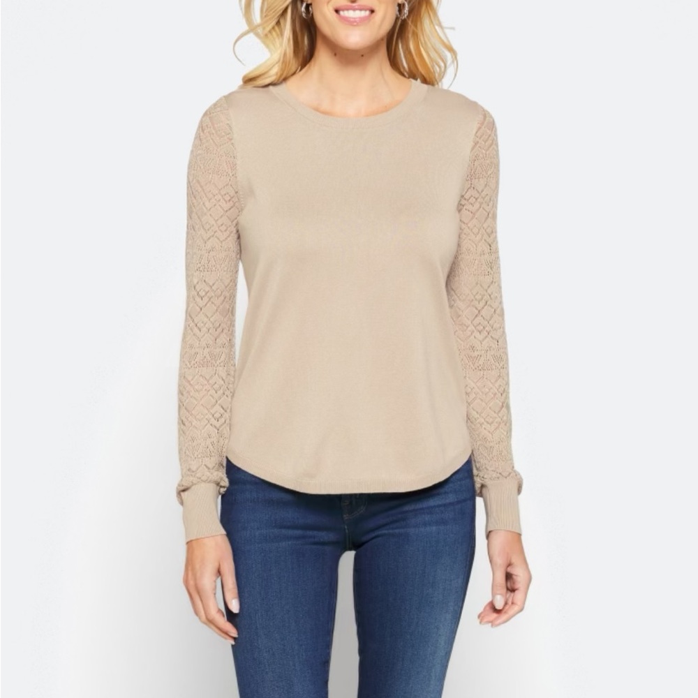 Cream Fitted Long Sleeve Blouse